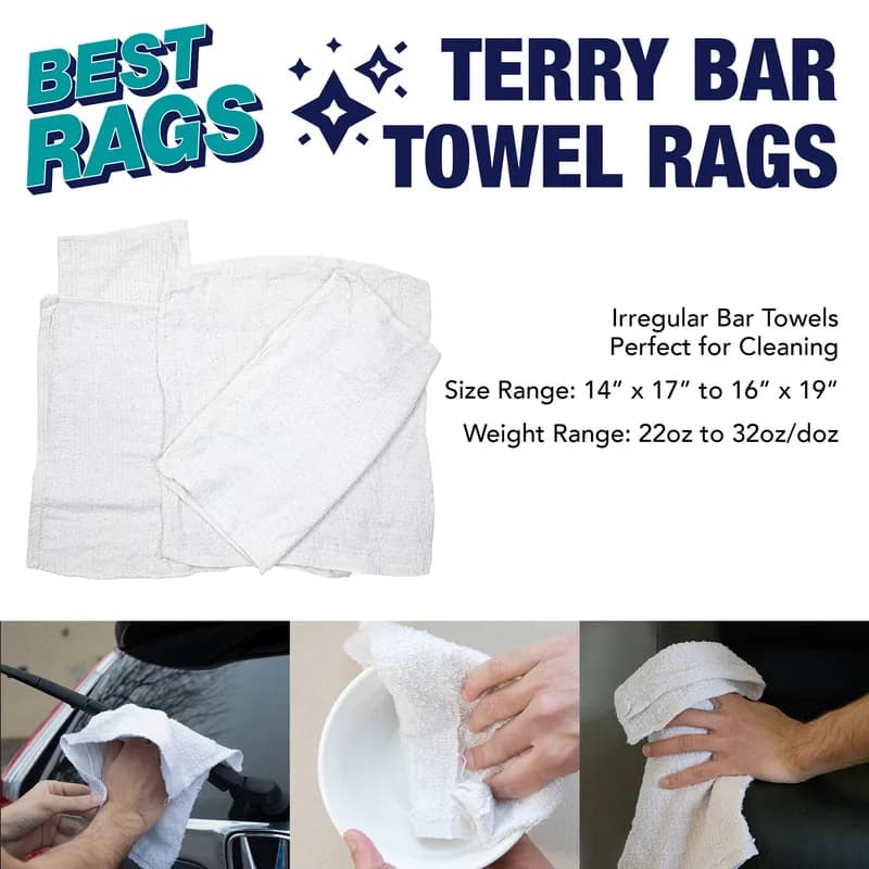 HOSPECO® Clean Up Towel Rag 10 LB Medium (MED) Cotton White Rectangle 1/Case