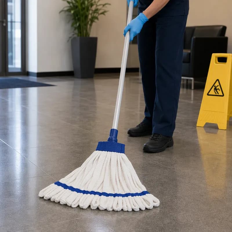 JaniFiber Mop Head Medium (MED) Blue White Microfiber Loop End Banded End Lint Free 1/Each