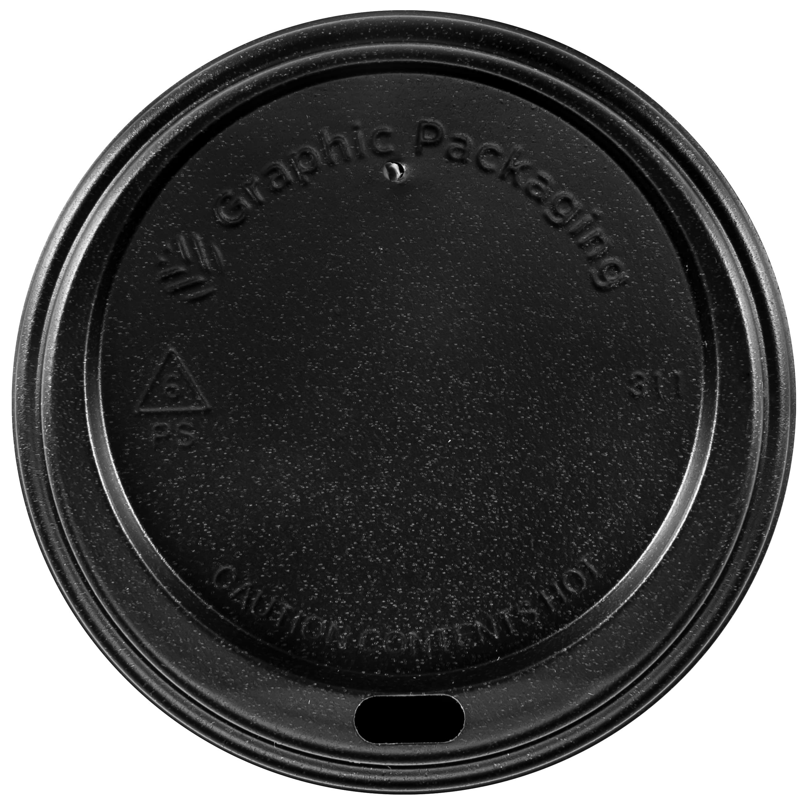 Lid Dome 80MM PS Black For 8 OZ Hot Cup Sip Through 1000/Case