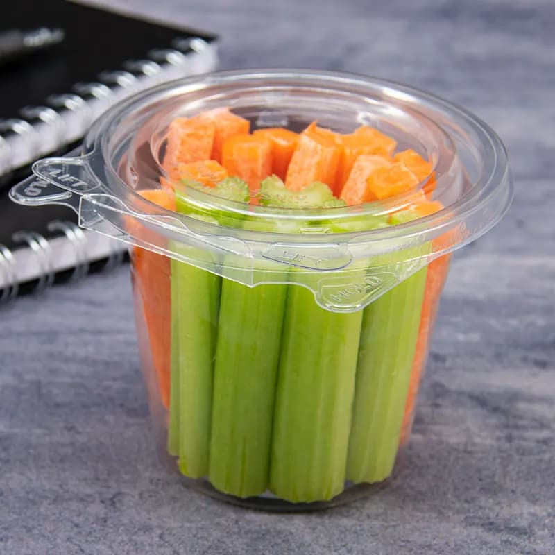 Dart® Safeseal™ Snack Deli Container Hinged With Flat Lid 12 OZ PET Clear 64 Count/Pack 4 Packs/Case 256 Count/Case