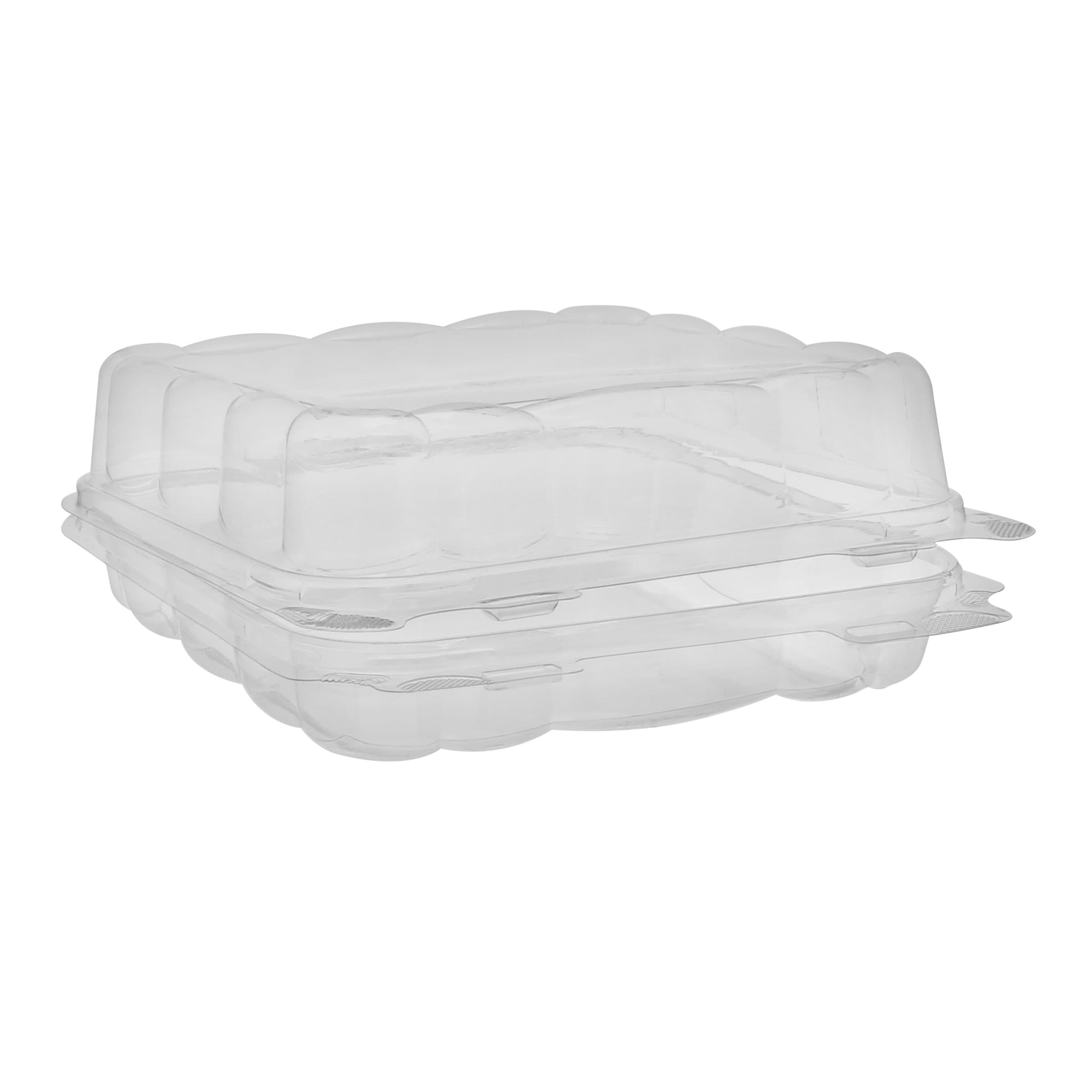 Take-Out Container Hinged 8.6X8.6X3.07 IN PET Clear Square 200/Case