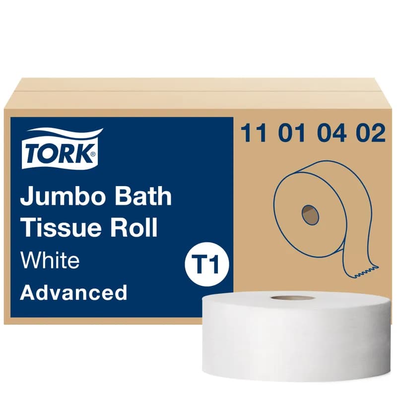 Tork Toilet Paper & Tissue Roll T1 7.875X3.48 IN 2247 FT 1PLY White Jumbo (JRT) Refill 2.34IN Core Diameter 6/Case