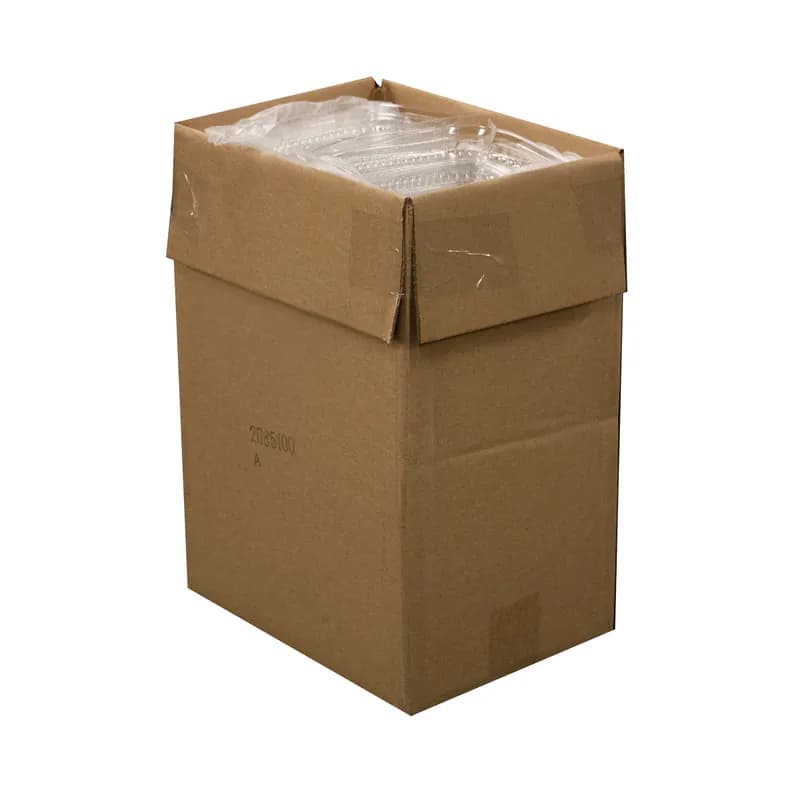 Take-Out Container Base & Lid Combo With Dome Lid 46 OZ Aluminum Plastic Silver Clear Rectangle 150/Case