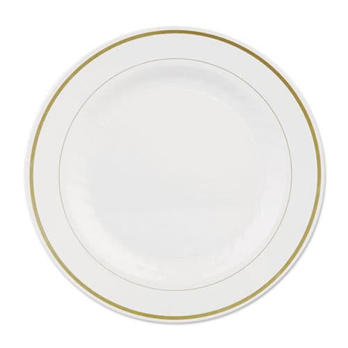 WNA Plate 10.25 IN Plastic White Gold Round 120/Case