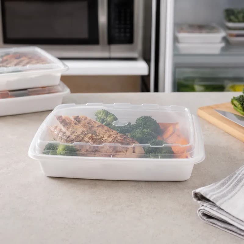 Take-Out Container Base 8.1X5.5X1.55 IN Plastic White Rectangle 150/Case