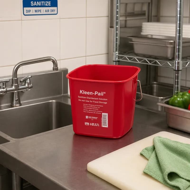 San Jamar Sanitizer Pail 6 QT Red 1/Each