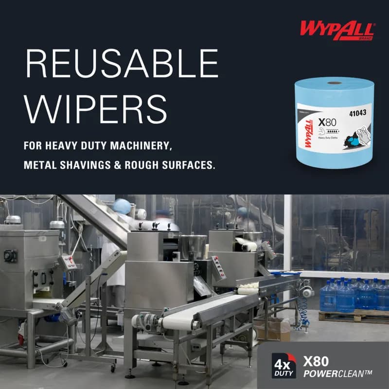 WypAll® X80 Wiper 12.4X12.2 IN Heavy Duty HydroKnit Blue Jumbo Roll 455 Count/Roll