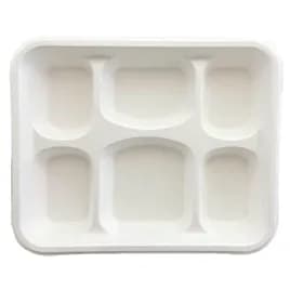 Cafeteria & School Lunch Tray 6 IN 6 Compartment Sugarcane 300/Case