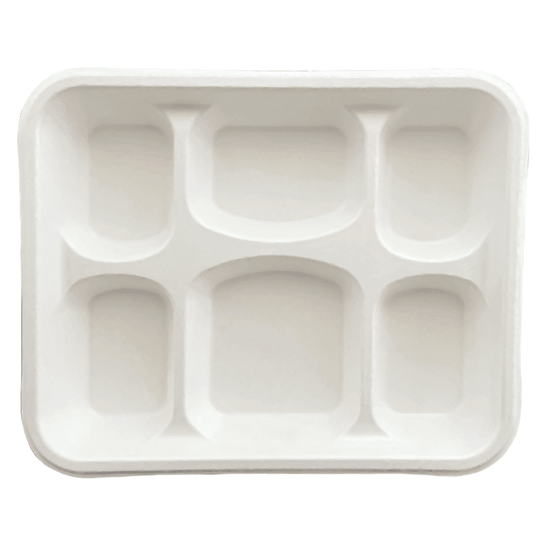 Cafeteria & School Lunch Tray 6 IN 6 Compartment Sugarcane 300/Case