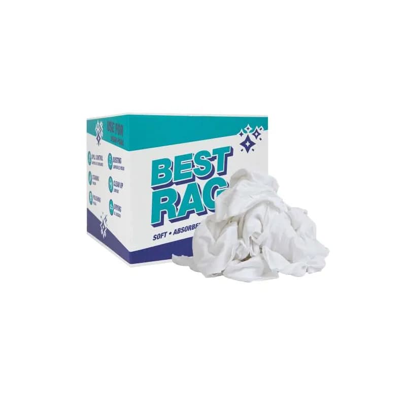 T-Shirt Rag 10 LB Cotton White Premium New Washed 1/Case