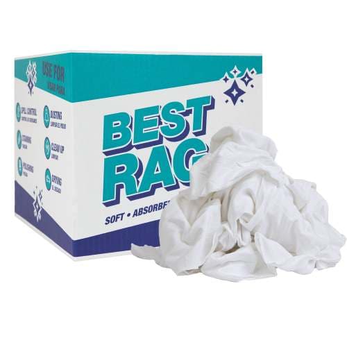T-Shirt Rag 10 LB Cotton White Premium New Washed 1/Case