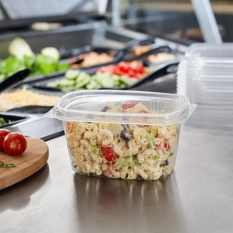 Deli Container Hinged 16 OZ PET Clear 200/Case