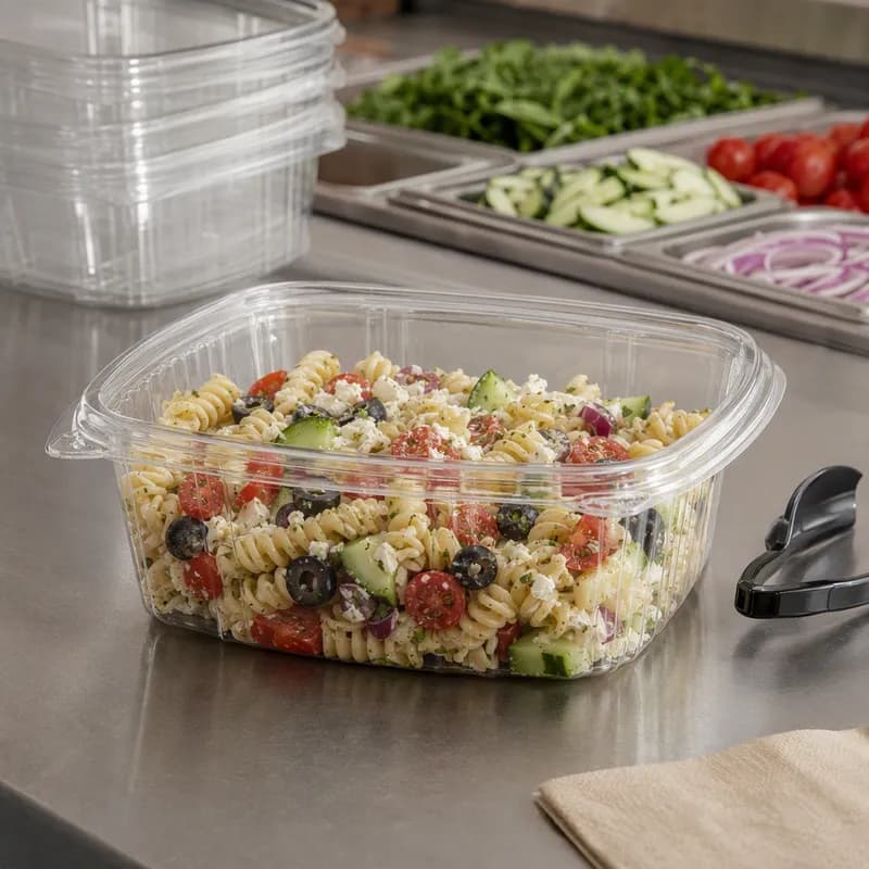 Deli Container Hinged 48 OZ PET Clear 200/Case