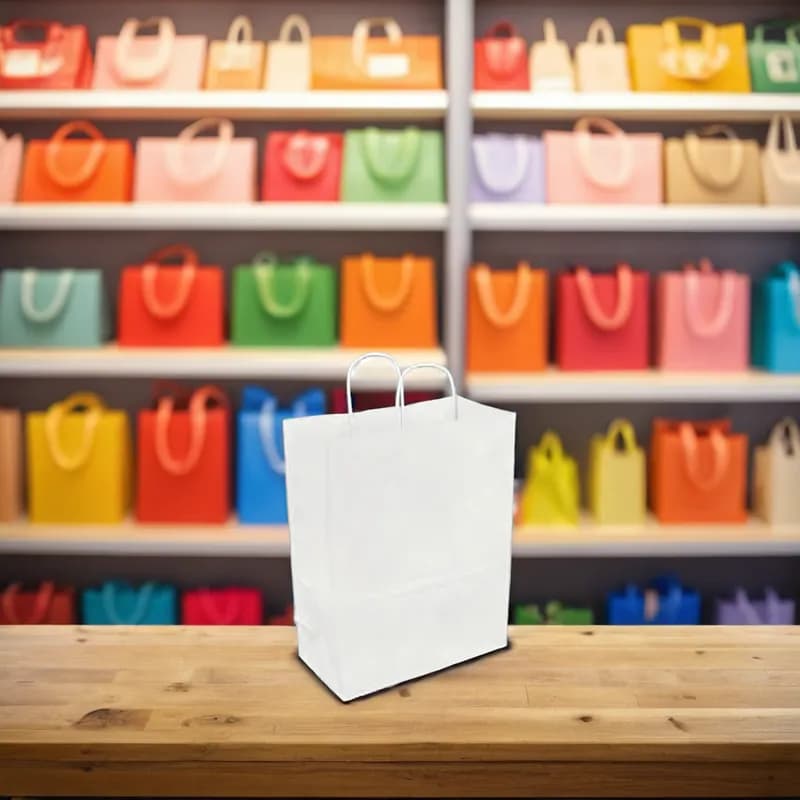 Shopper Bag 10.5X7.5X12 IN Paper White Gusset 250/Case